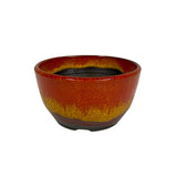 Bonsaischaal, rond geel en rood, 13 x 7 cm