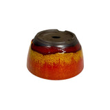 Bonsaischaal, rond geel en rood, 13 x 7 cm