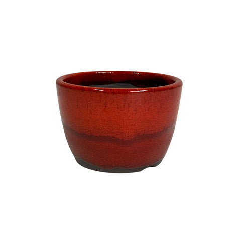 Bonsaischaal, rond rood, 11,5 x 8 cm