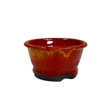 Bonsaischaal, rond roodgeel, 9 x 5 cm
