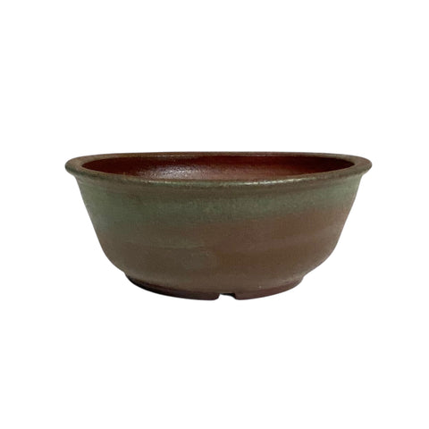 Bonsaischaal, rond en groenbruin, 19 x 7 cm
