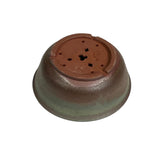 Bonsaischaal, rond en groenbruin, 19 x 7 cm